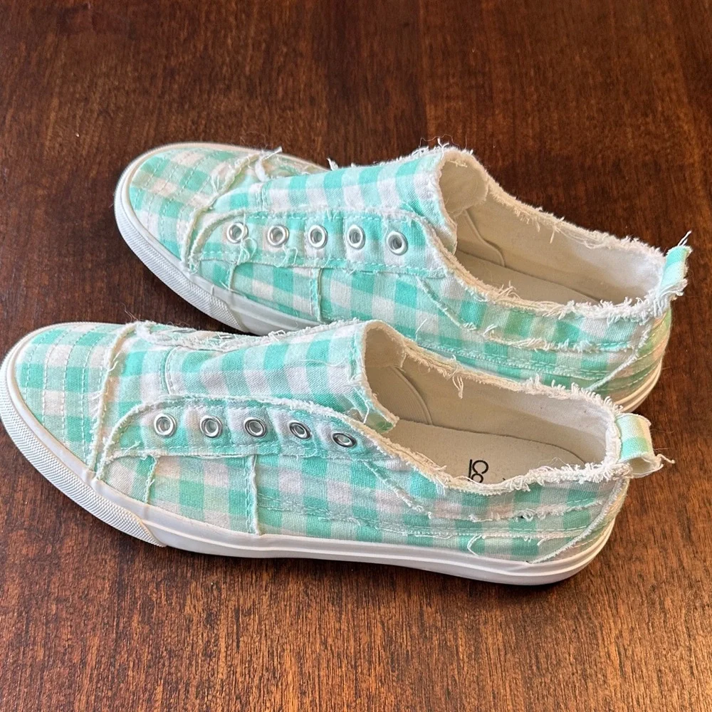 Corkys Aqua Checkered Sneakers - Picture 1 of 5